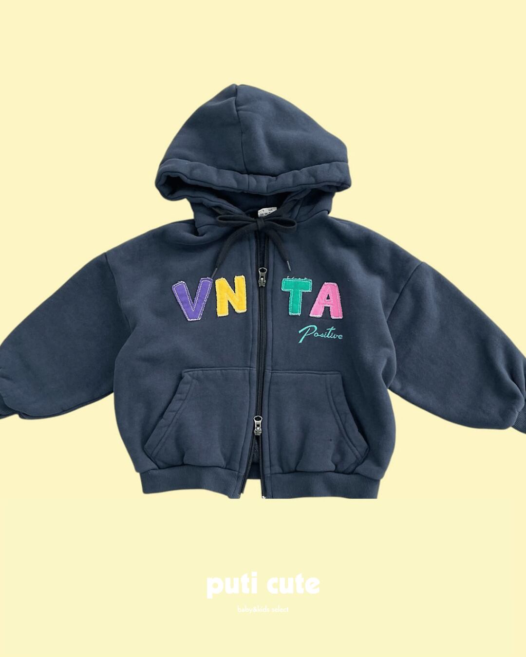 90-140 ꒰ 予約 ꒱ Applique hooded zip up / middle name ⸝⋆