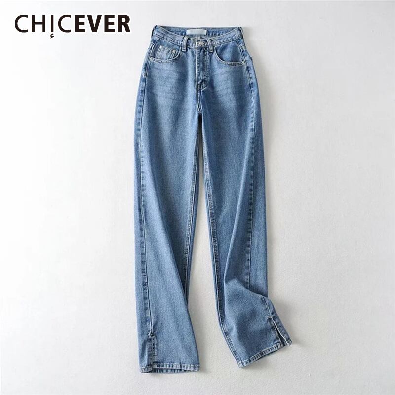 CHICEVERヴィンテージジーンズレディースウエストポケットルーズフルレングススプリットストリートウェアワイドレッグパンツ2020タイド ワイドパンツ ビンテージ 6base583150430546
