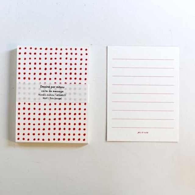 ◉【mitsou】凸版カード「水玉 / 赤」
