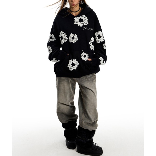 flower circle design hoodie　フラワーサークルデザインフーディー　J1630