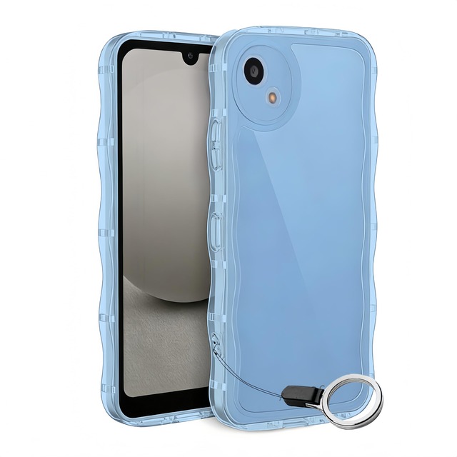 Cobenga 対応 スマホケース AQUOS wish5 TPU 素材 透明 耐衝撃 軽量 波紋デザイン ストラップ付き 握りやすい 可愛らしい ファッションデザイン(ブルー)