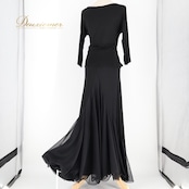 社交ダンス 衣装 ツーピース ブラック系 チャコット Chacott 無地 シンプル 黒 伸縮 ストレッチ セットアップ 上下セット 上品 日本製 パーティー かわいい ダンス衣装 イベント ステージ