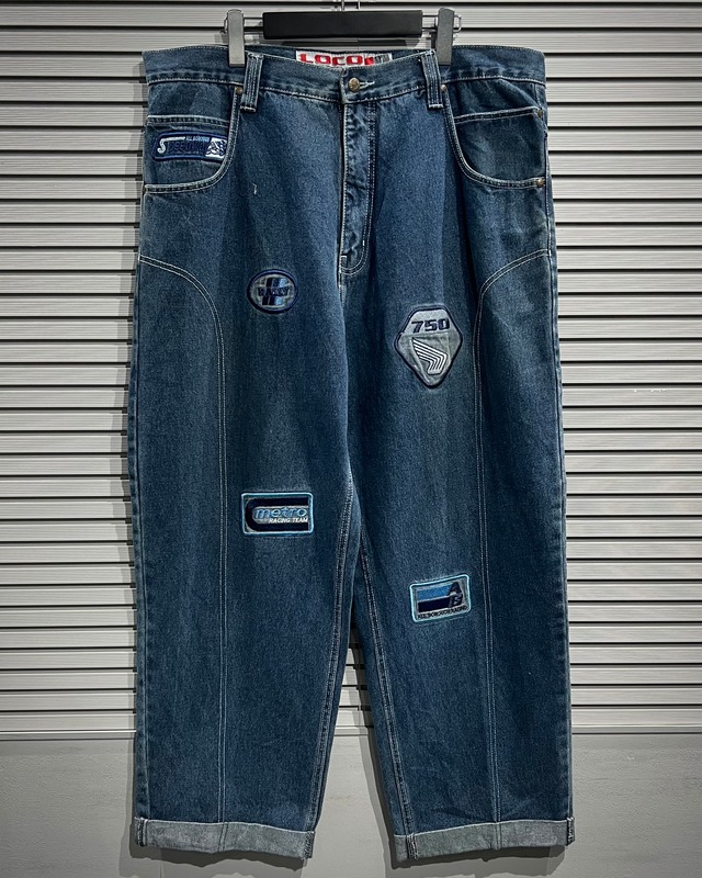 【X VINTAGE】"LOCO" Logo Embroidery Loose Baggy Pants