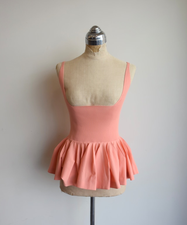 TAN/24SS-20 RUFFLEKNITTED CAMISOLE(SALMON PINK)