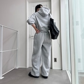 裏起毛ハーフZIPショート丈PK/グレー