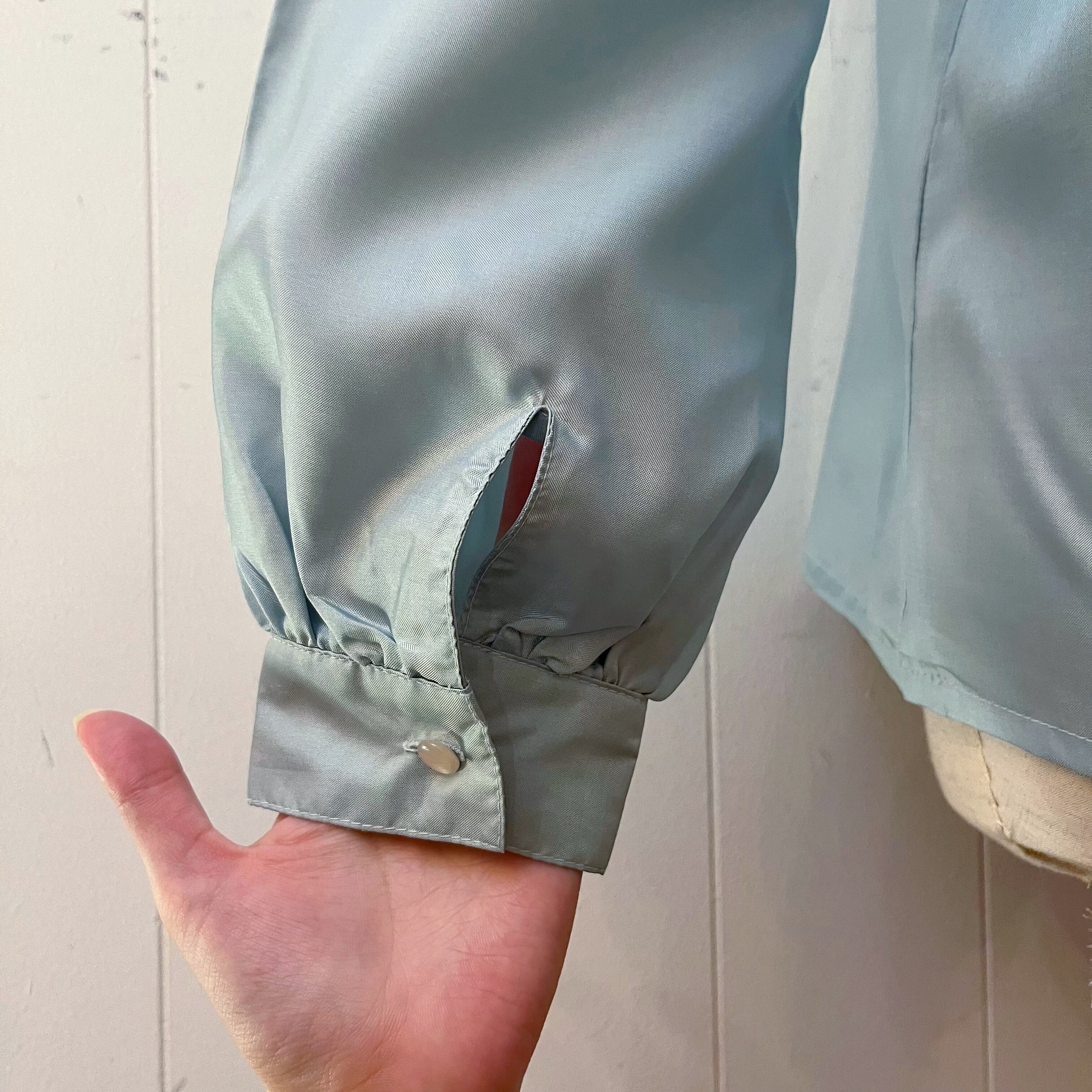 mint green embroidery blouse