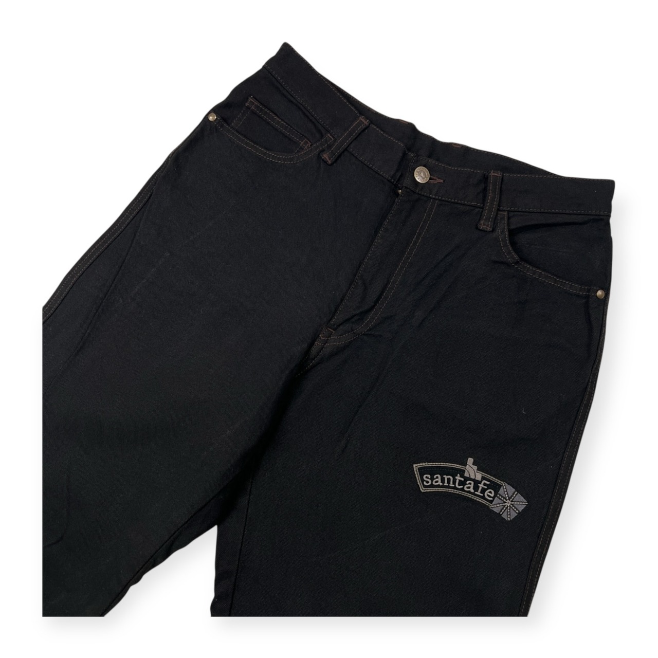 santafe サンタフェ ロゴ刺繍 ブラック パンツ ボトムス サイズ 32 /メンズ/日本製