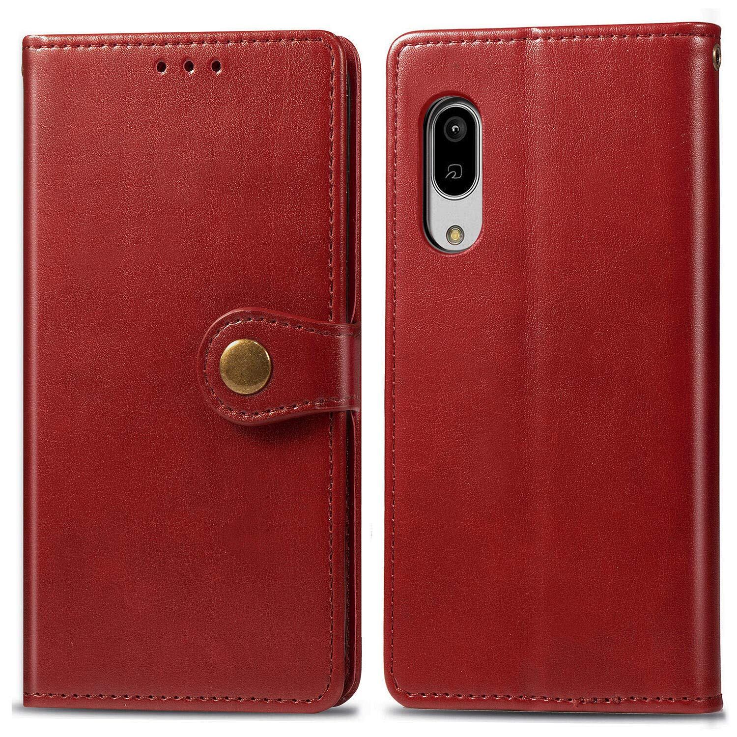 for AQUOS sense3 docomo SH-02M/au SHV45 SHV48 Softbank/Android One S7/SH-M12/ AQUOS sense3 lite/AQUOS sense3 basic ケース 手帳型 ビジネスフリップノートレザーケースシンプルなレトロなファッション携帯電話ケース(赤)