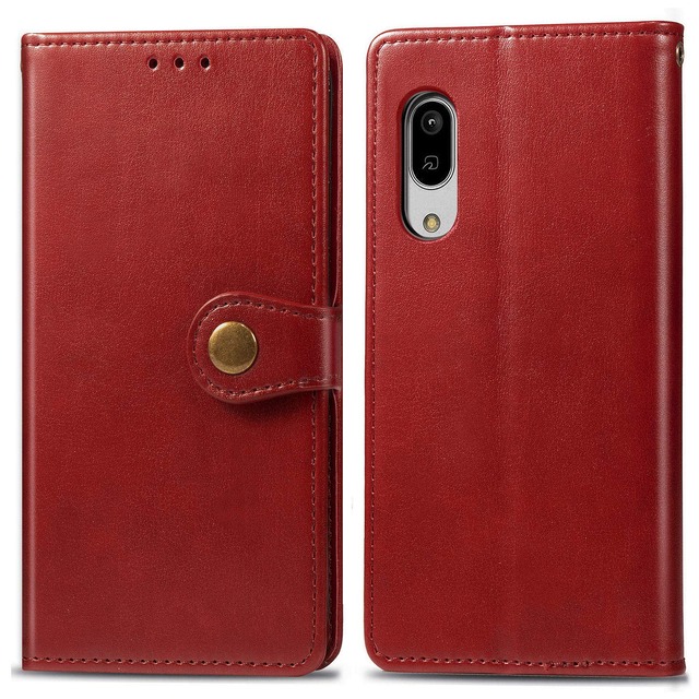 for AQUOS sense3 docomo SH-02M/au SHV45 SHV48 Softbank/Android One S7/SH-M12/ AQUOS sense3 lite/AQUOS sense3 basic ケース 手帳型 ビジネスフリップノートレザーケースシンプルなレトロなファッション携帯電話ケース(赤)