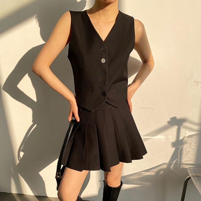 ベスト&プリーツスカート（2 点セット）　LT0020033