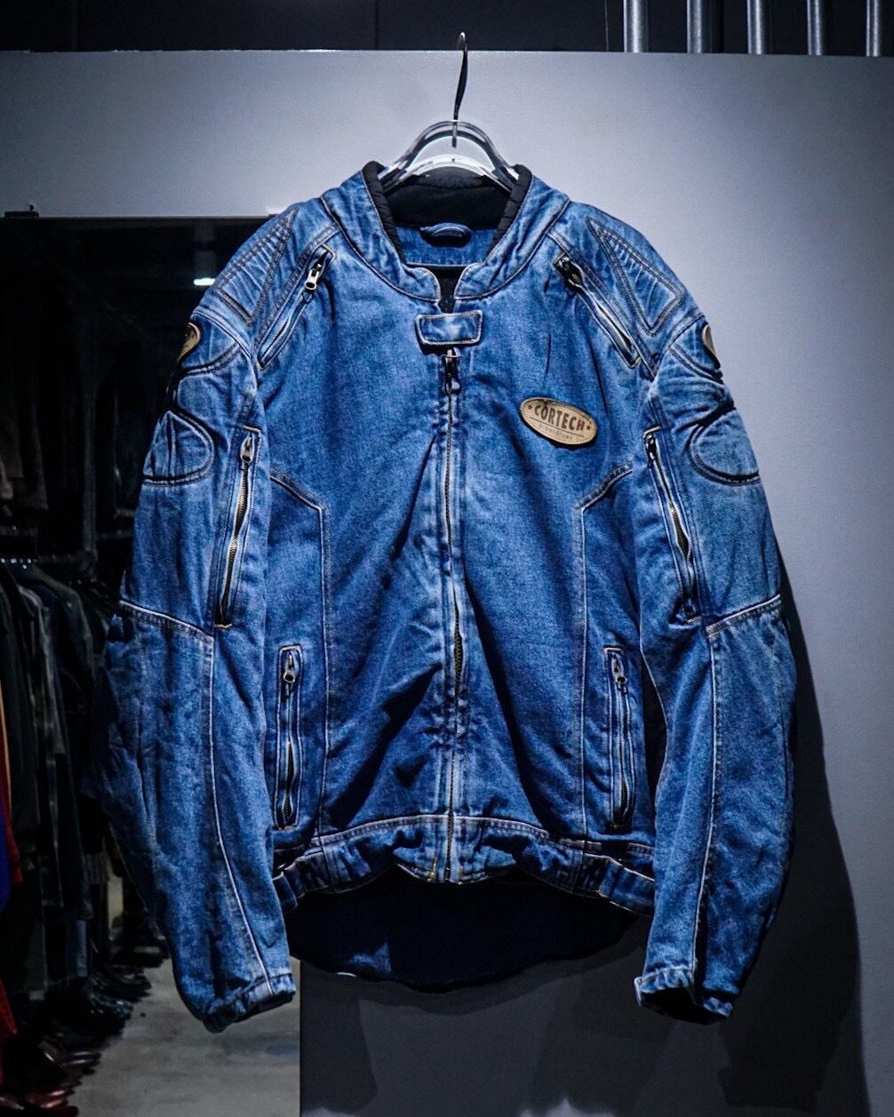 add (C) vintage】“CORTECH” Various Gimmick Denim Racing Jacket