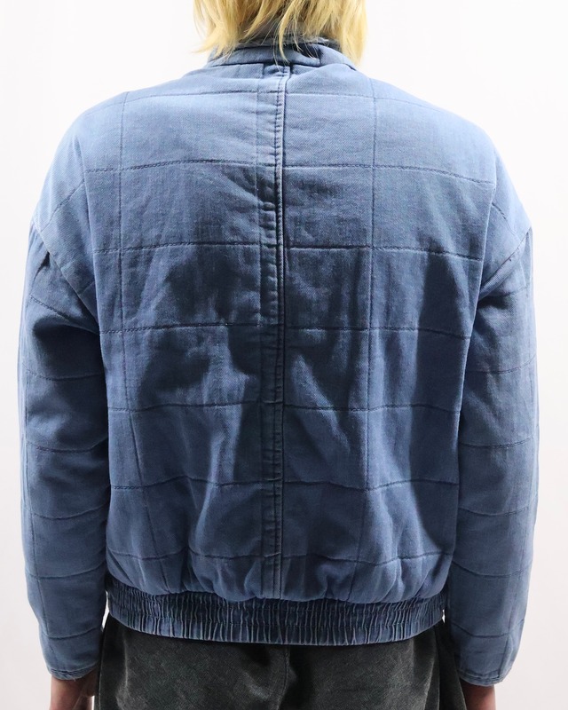 stitched design zip up denim blouson