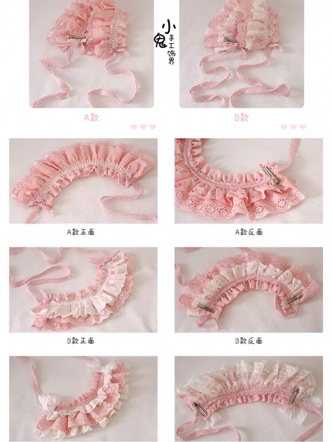 ♡ Lolita ボンネット風 フリルリボンヘッドドレス pink C‬