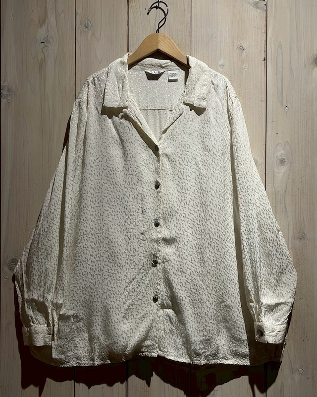 【a.k.a.C.a.k.a vintage】Botanical Embroidery Vintage L/S Open Collar Rayon Shirt