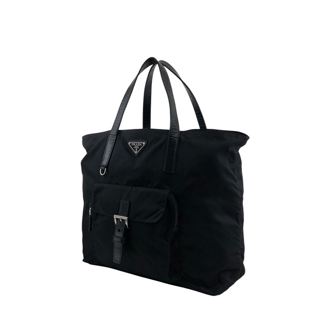 PRADA プラダ ハンドバッグ ブラック トライアングルロゴ ナイロン フロントポケット 2way バックル vintage ヴィンテージ オールド kuap33