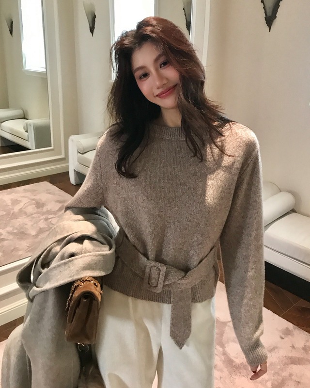 ウエストリボンニットトップス　A25322