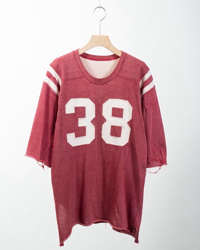 vintage good damaged cut off football shirt / COLOR:RED