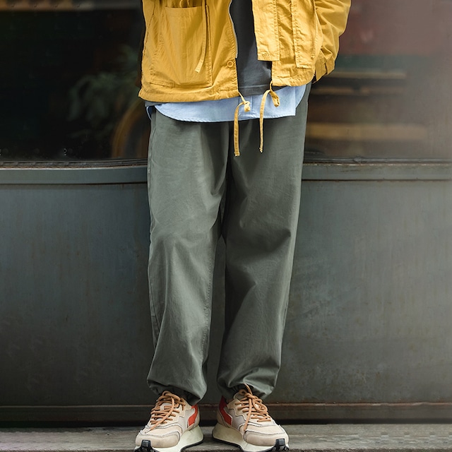 Straight drawstring easy pants 00117