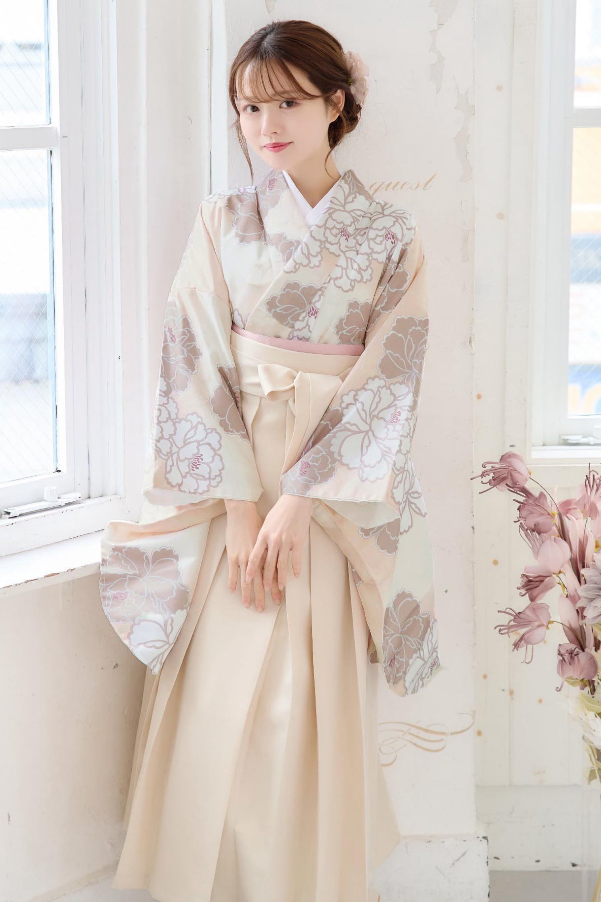 袴160センチ 袴4点set麗らかな淡ぼたん（オレンジクリーム）67IV | ANDESIR