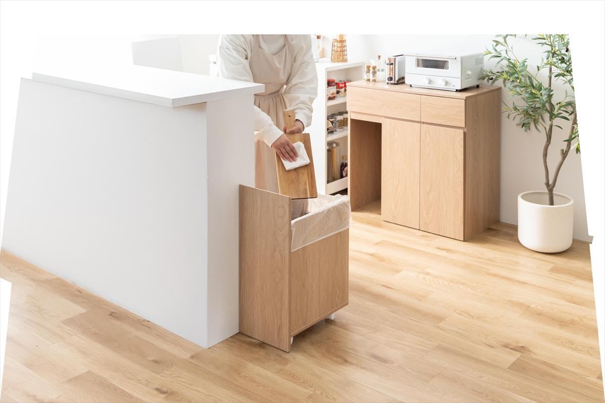 全3色】ゴミ箱に見えない！お部屋に馴染む3連ゴミ箱付きキッチン