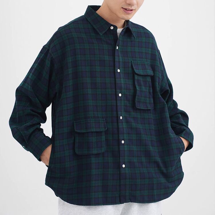 ★NEW BLUE AND GREEN PLAID SHIRT　　　A0813