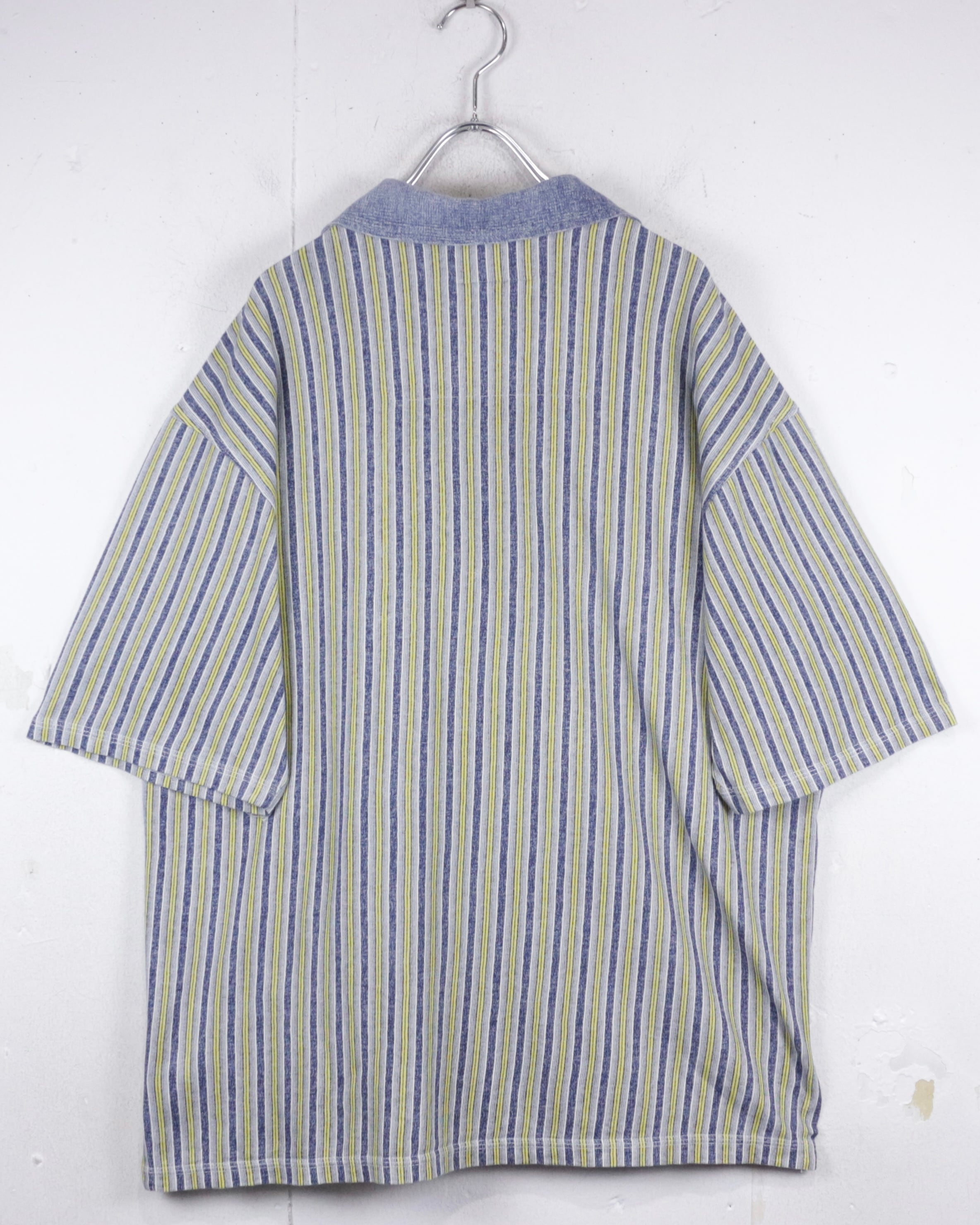 ららさん専用　古着 Caka act2】Multiple Color Horizontal Stripe Vintage Half Zip S/S