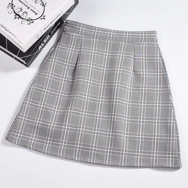 【即日発送】high-waist check sk