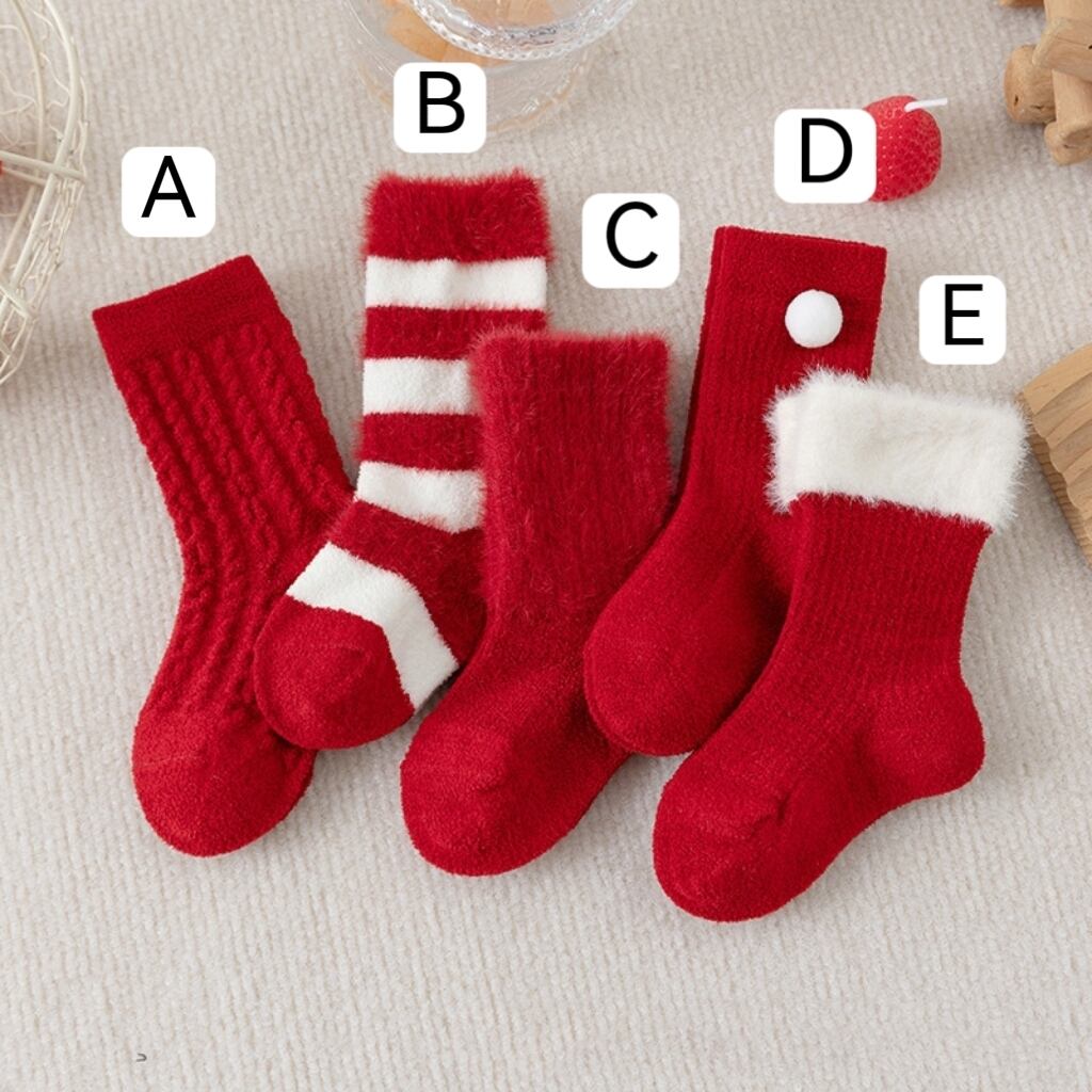 BABY&KID】クリスマスモコモコボア厚手レッドソックス | 韓国子供服