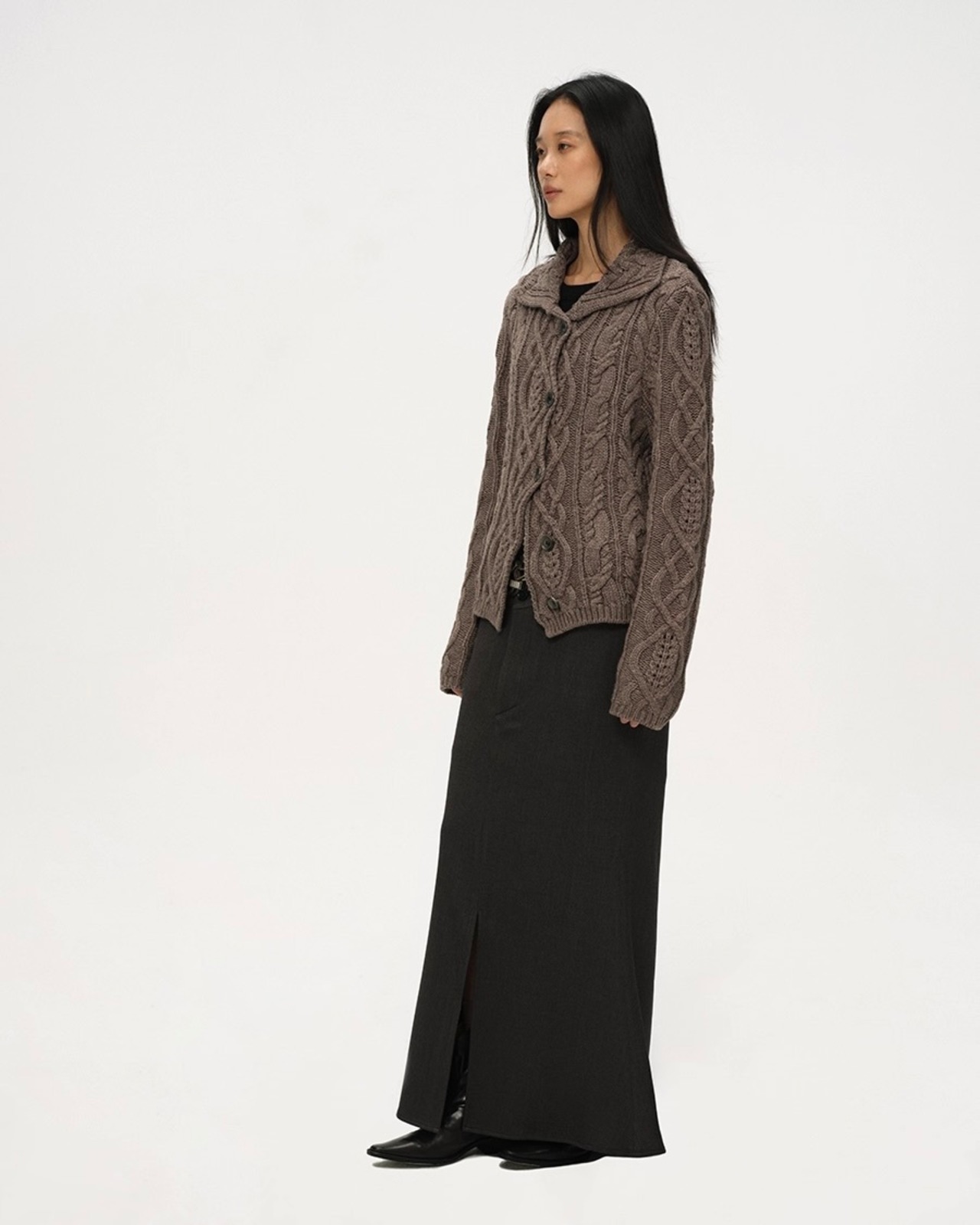 BALIANG Cable Knit Polo Cardigan