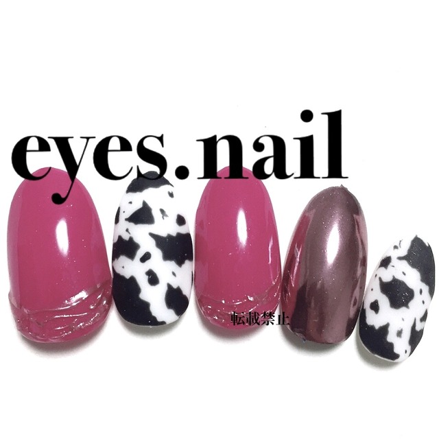 004 カウ柄 ピンクミラー ネイルチップ 派手ネイル アニマル柄ネイル Nailshop Eyes 004 カウ柄 ピンクミラー ネイルチップ 派手ネイル アニマル柄ネイル Nailshop Eyes