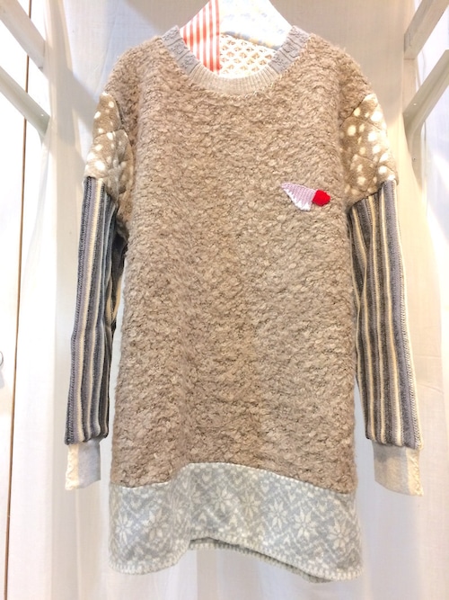 NIGATSU 二月のニット Pink beige×Light gray