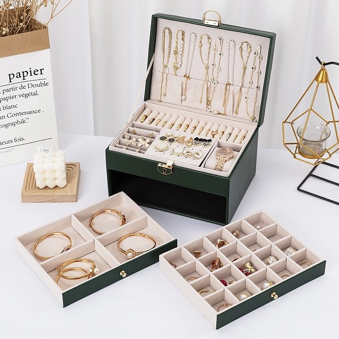 大容量 3段のシンプルなジュエリーボックス チェスト | Russel 海外