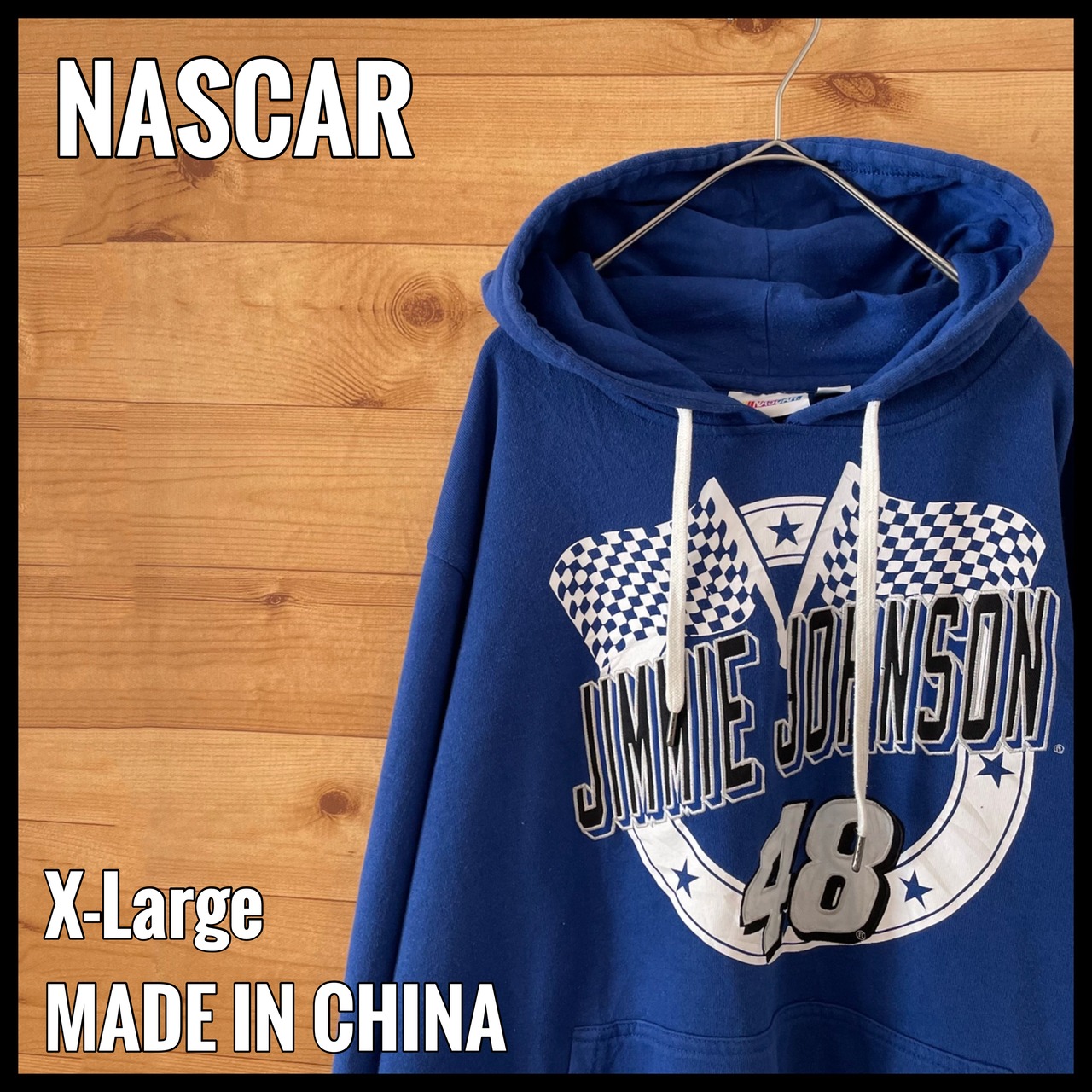 【NASCAR】レーシング カーレース JIMMIE JOHNSON ジミージョンソン プリント 刺繍 スウェット パーカー XL US古着