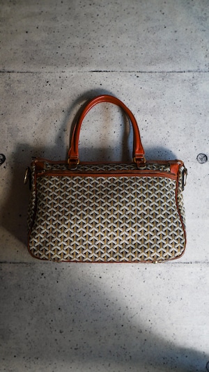 【1970s】GOYARD ゴヤール シェブロン柄 トート バッグ 《ジャガード織キャンバス レザー 革 ヴィンテージ》