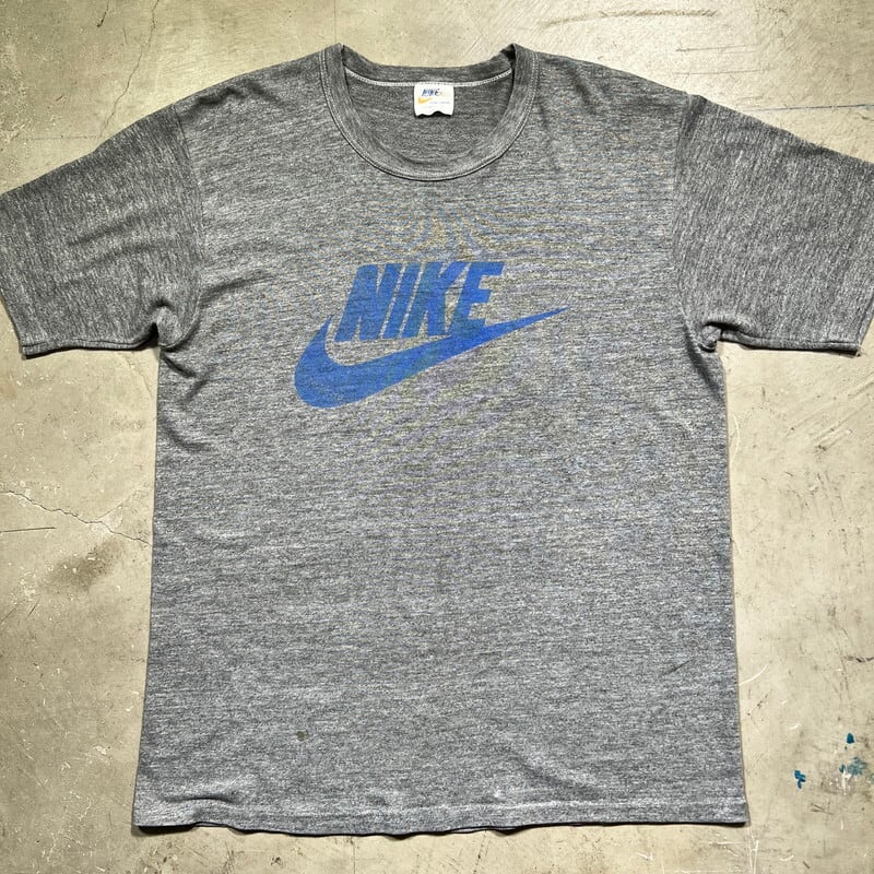 70's 80's NIKE ナイキ ロゴTee オレンジタグ TM グレー×ブルー