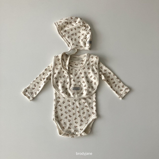 【取寄】brodyjane|jacquard bear long-sleeve bodysuit|ジャカードベア長袖ボディスーツ|one|3-10m|26 autumn