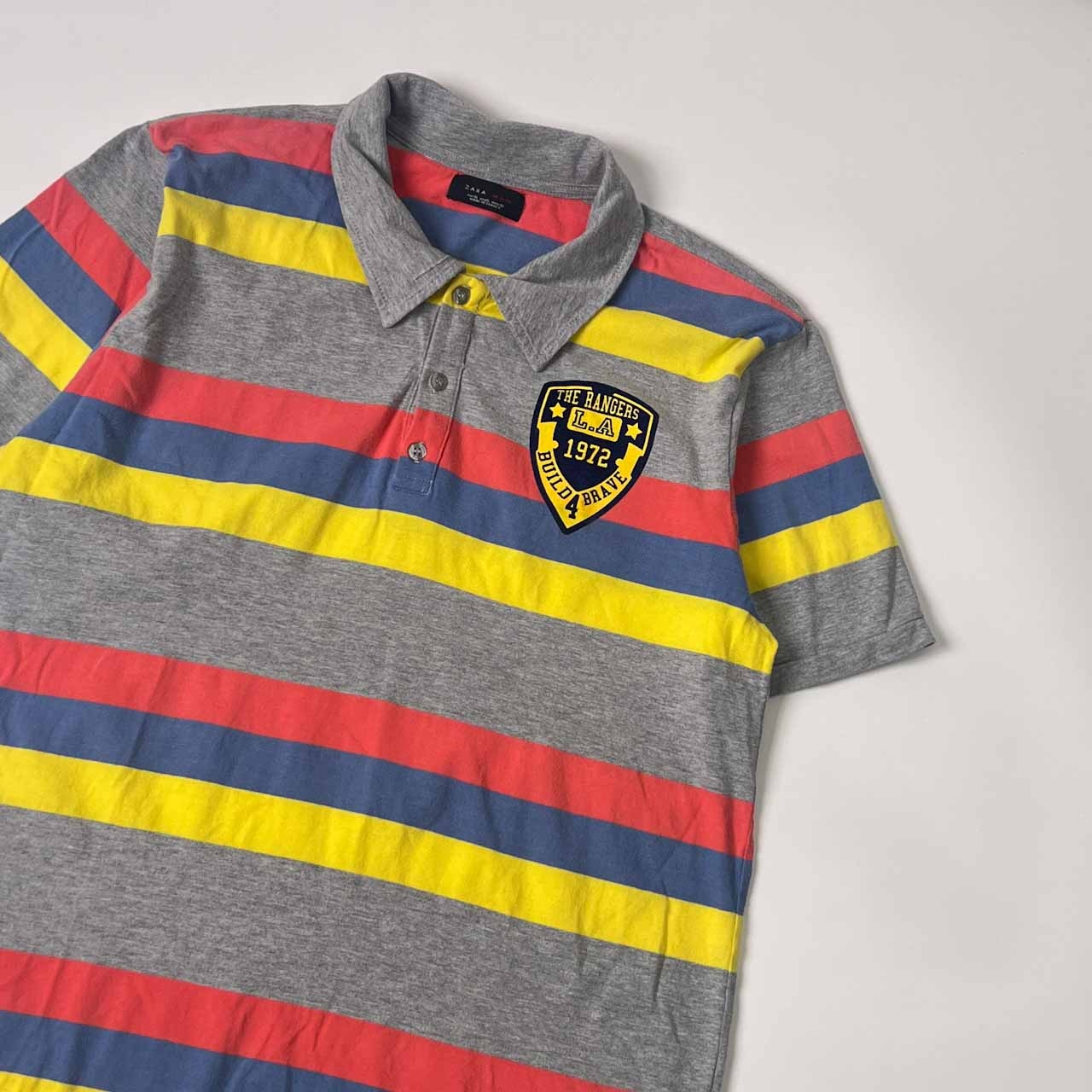 ZARA MAN ザラマン ボーダー 半袖 ポロシャツ XL/マルチ メンズ