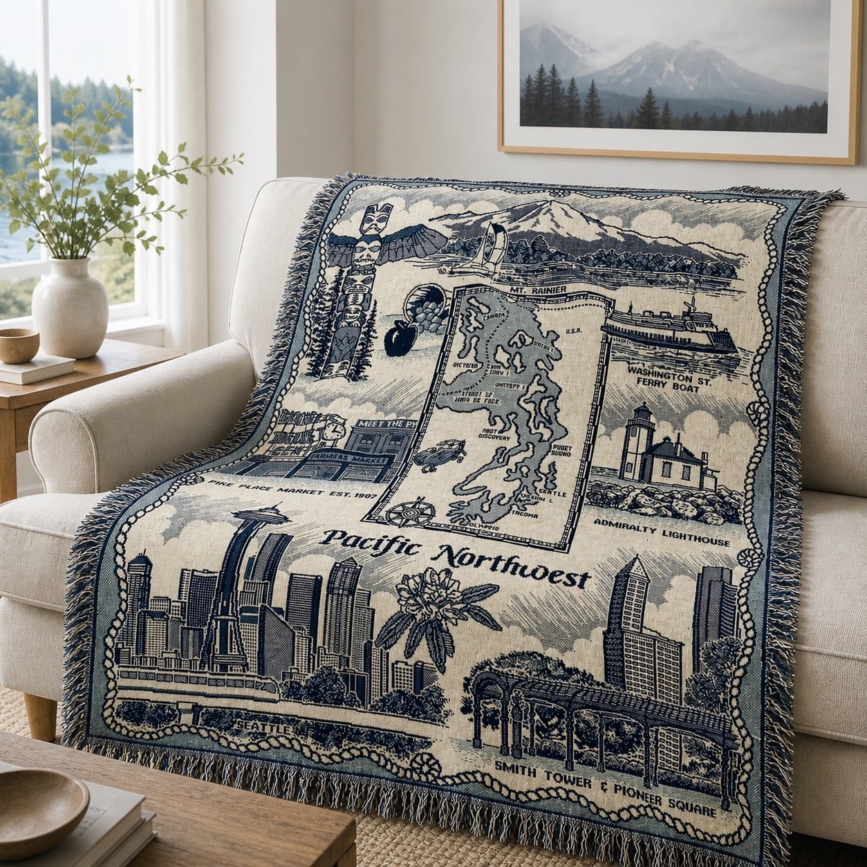 vintage ラグ カーペット USA製　アート　方舟　アニマル　家 U.S. vintage rag/tapestry 