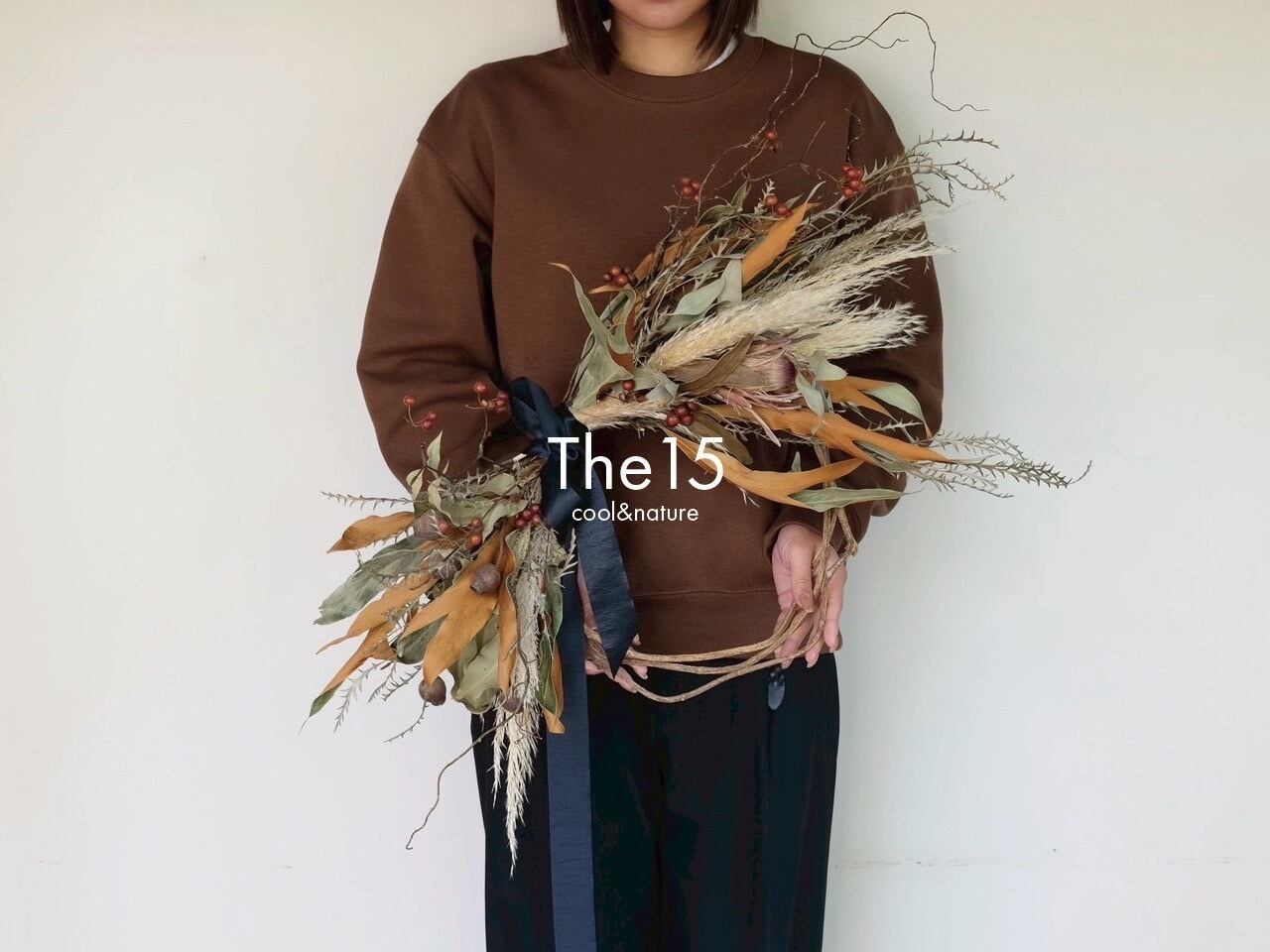 【光触媒コーティング加工済】アンティークドライフラワーリース