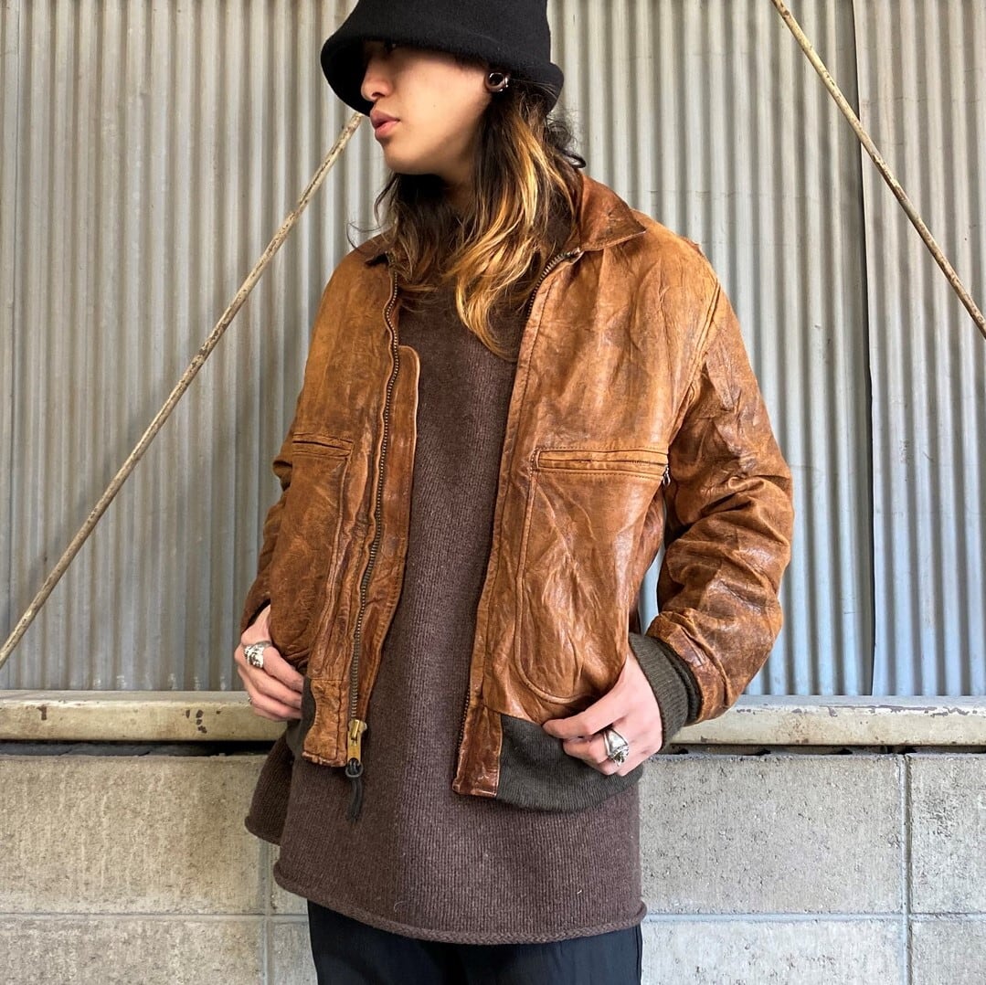 70〜80年代 ビンテージ Schott ショット レザーフライトジャケット 
