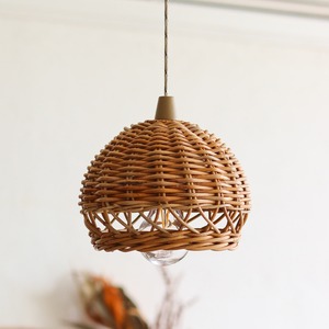 Rotund rattan shade led lamp