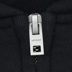 【WE11DONE】BLACK REPAIRED ZIP-UP HOODIE