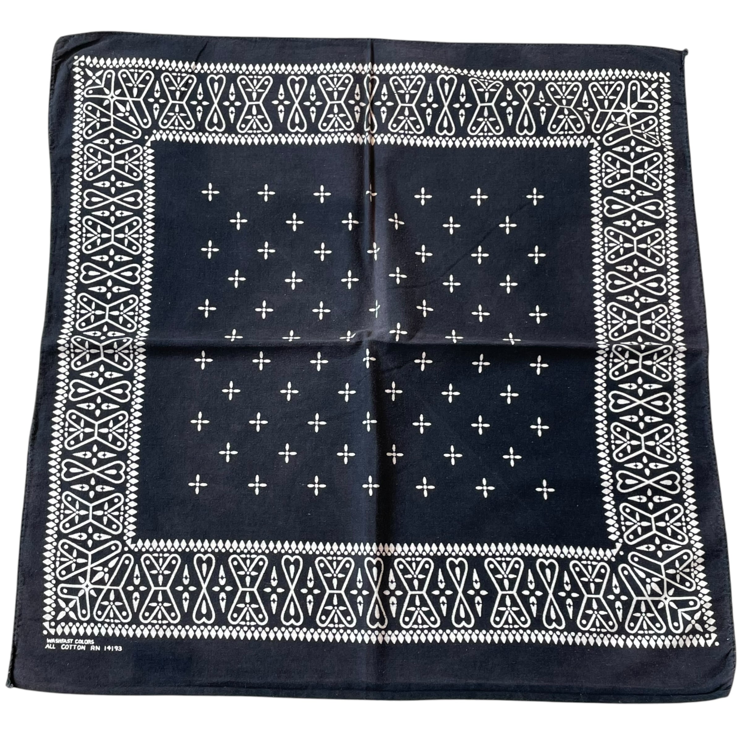 ⑦1960s "Black × Cross Pattern" Bandanna