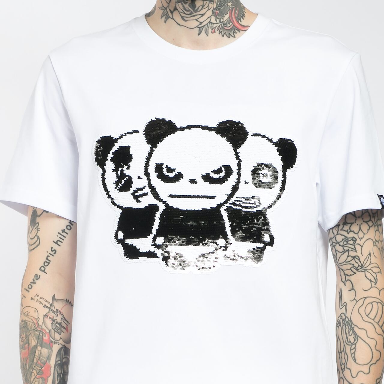 HIPANDA ハイパンダ】メンズ パンダ3兄弟 スパンコール Tシャツ MEN'S