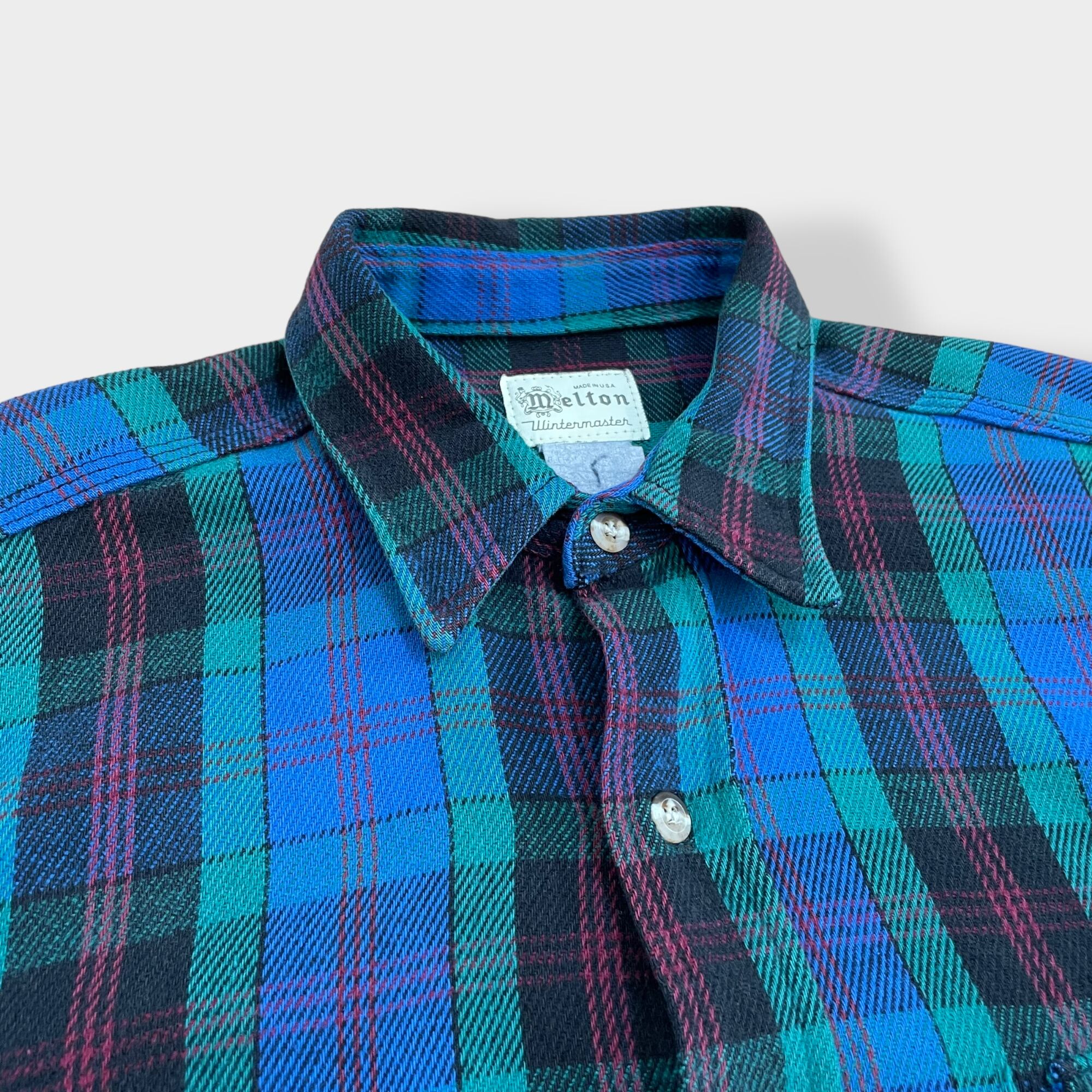 melton】90s USA製 コットン Flannel Shirt フランネルシャツ 
