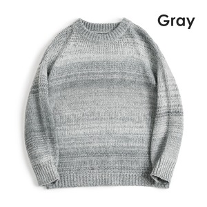 Round Neck Gradient Stripe Sweater / ラウンド ネック グラデーション ストライプ セーター
