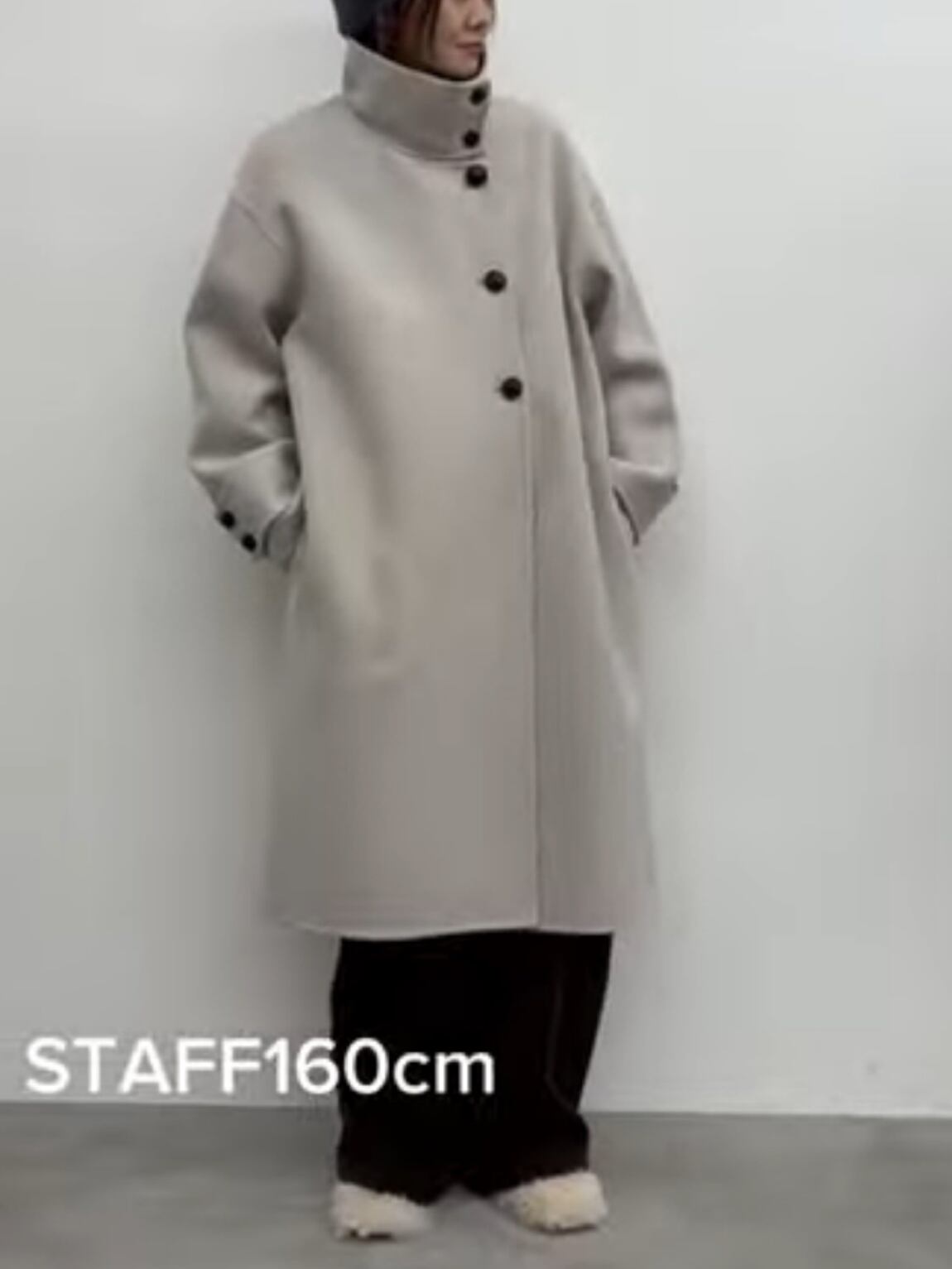 CLOCHE(クロッシェ)】PECOLAMBウールスタンドカラーコート［552-84521