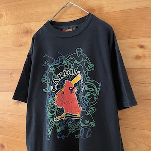 【JOSTENS】90s USA製 MLB セントルイス・カージナルス プリント Tシャツ Cardinals M US古着