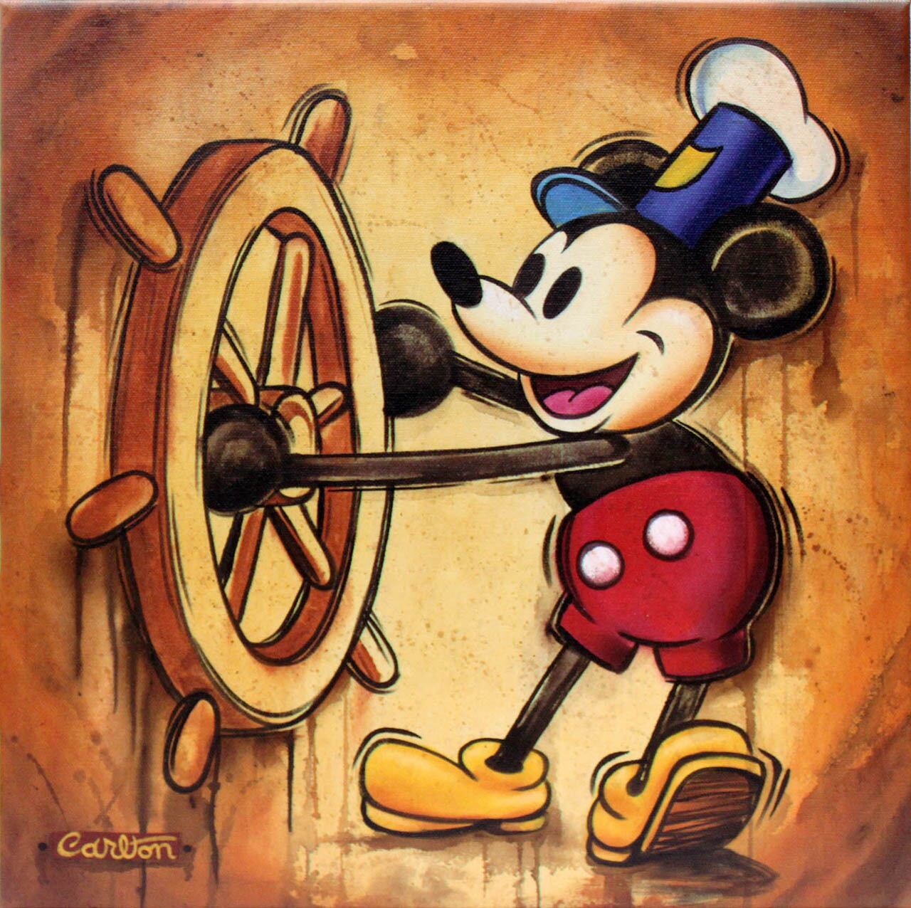 ディズニー絵画 ミッキーマウス ハッピー スキッパー 作品証明書 展示用フック付 限定1500部キャンバスジークレ ディズニー絵画 ポスター