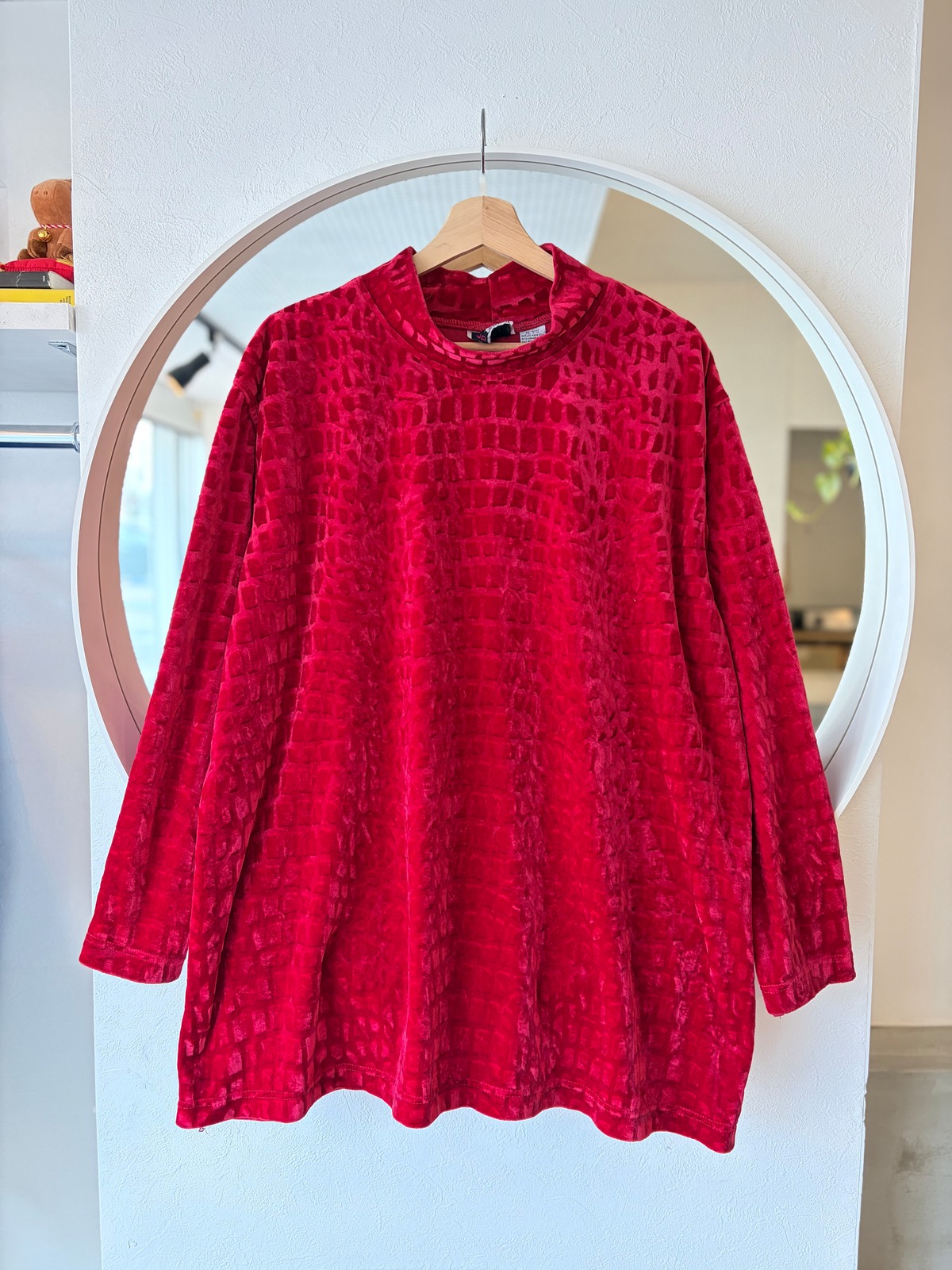 total pattern high neck velours tops | stück clothing store